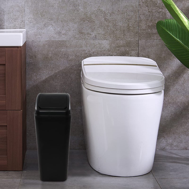 Ramddy 3.5 Gallon Plastic Slim Trash Can, Black Modern Wastebasket, 14 Liter Commercial Garbage Bin - Image 3